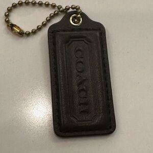 Coach Brown Leather Bag Tag with Gold Color Chain
